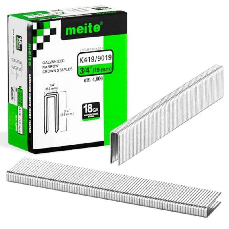 18 Gauge 1/4-Inch Narrow Crown Staples, 3/4-Inch Length Heavy Duty Galvanized Upholstery Staples for Electric or Pneumatic Narrow Crown Staple Guns 4, 000 PCS - Image 1