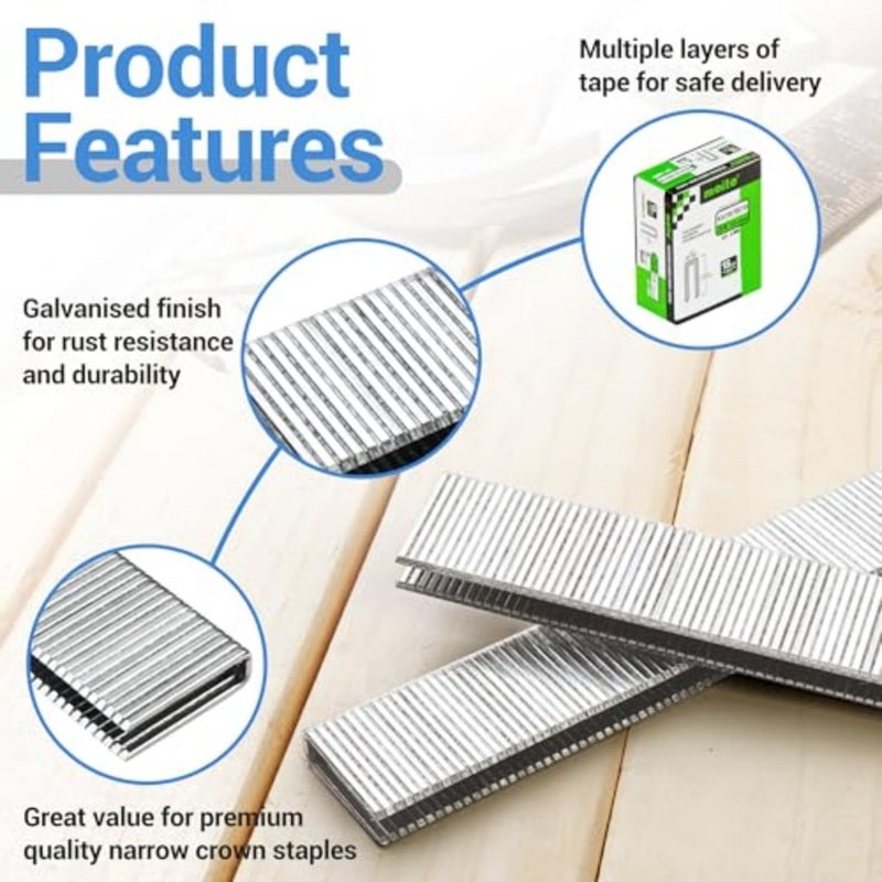 18 Gauge 1/4-Inch Narrow Crown Staples, 3/4-Inch Length Heavy Duty Galvanized Upholstery Staples for Electric or Pneumatic Narrow Crown Staple Guns 4, 000 PCS - Image 3