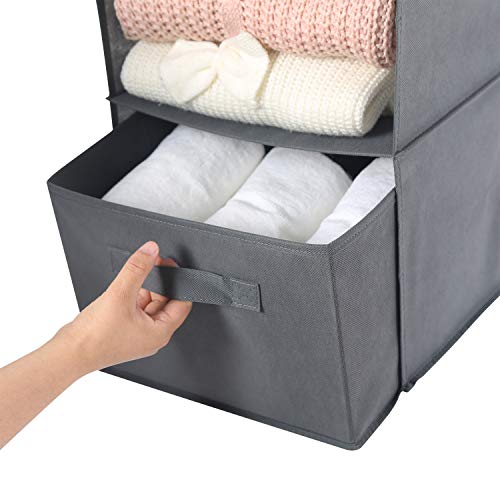 MAX Houser 4-Shelf Hanging Closet Organizer, Space Saver, Cloth Hanging Shelves with 2 Side Pockets, Foldable (Grey) - Image 5