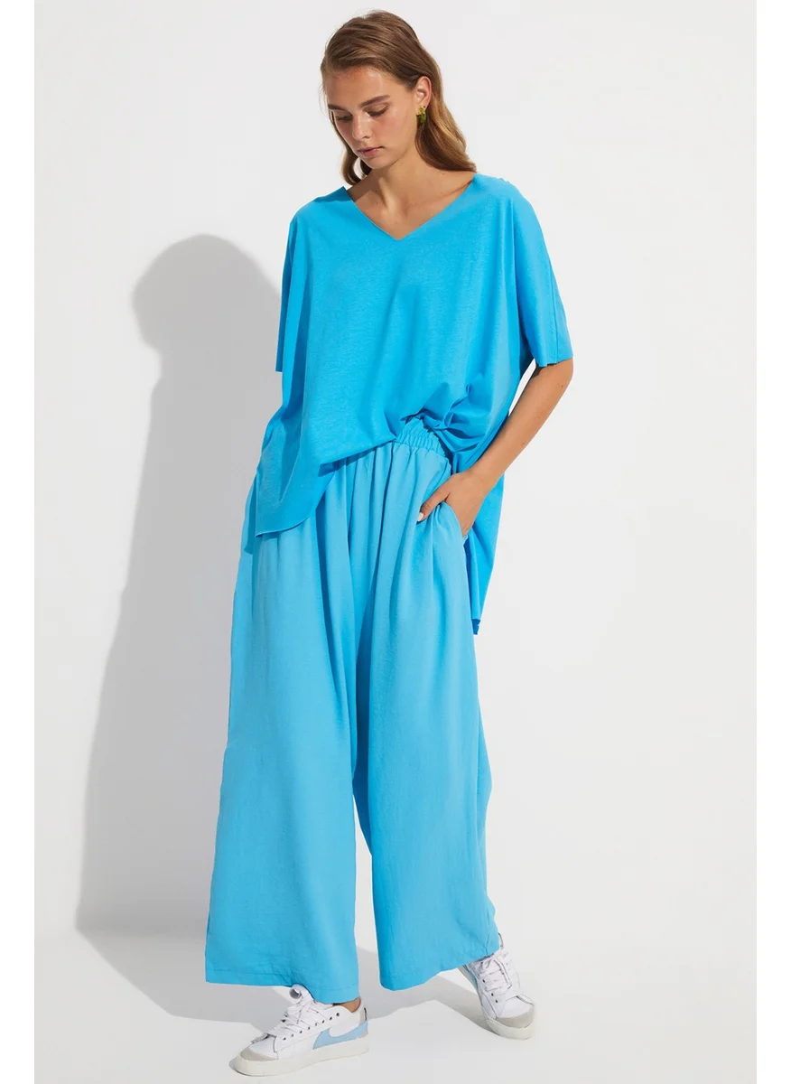 JUNE Loose Cut Elastic Waist Trousers