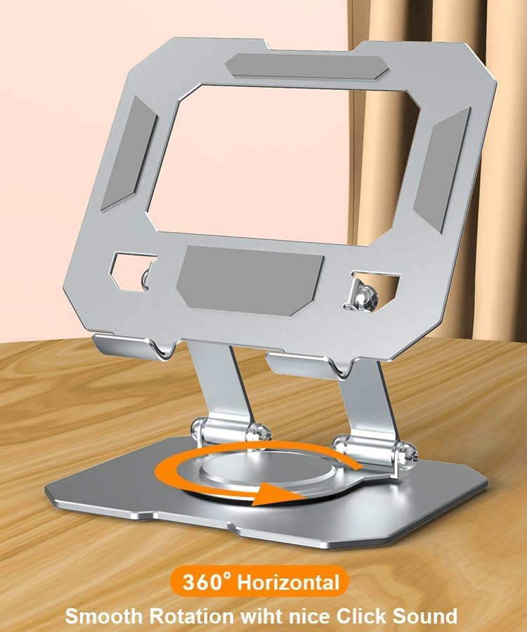 TARAVEE Aluminium Tablet Stand Holder with 360° Rotating Base,Multi Angle Adjustments Compatible for Mobile & iPad Pro 12.9, 11, 10.9, 10.2, Air, Mini, Lenovo Pad All Tab,All Tablets-(P) (Black) - Image 2