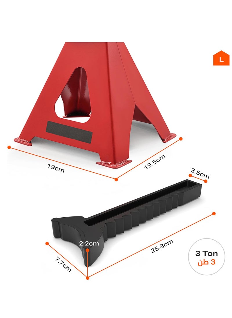 Relex Jack Stand 3 Ton-2 Piece 2.5kg- Heavy-Duty Easy to Use Automotive Lifting Stands with Adjustable Height and Ratchet Mechanism Ideal for Vehicle Maintenance Tire Changing and Undercarriage Work  - Image 2
