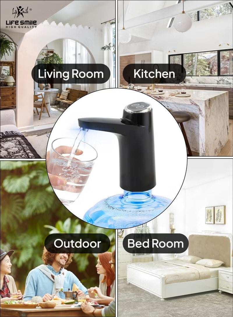 Life Smile Rechargeable Water Bottle Pump USB Charging Automatic Universal Wireless Smart Portable Drinking Water Dispenser Pump for 2 to 5 Gallon Bottle for Kitchen Home Office Outdoor Camping - Image 5