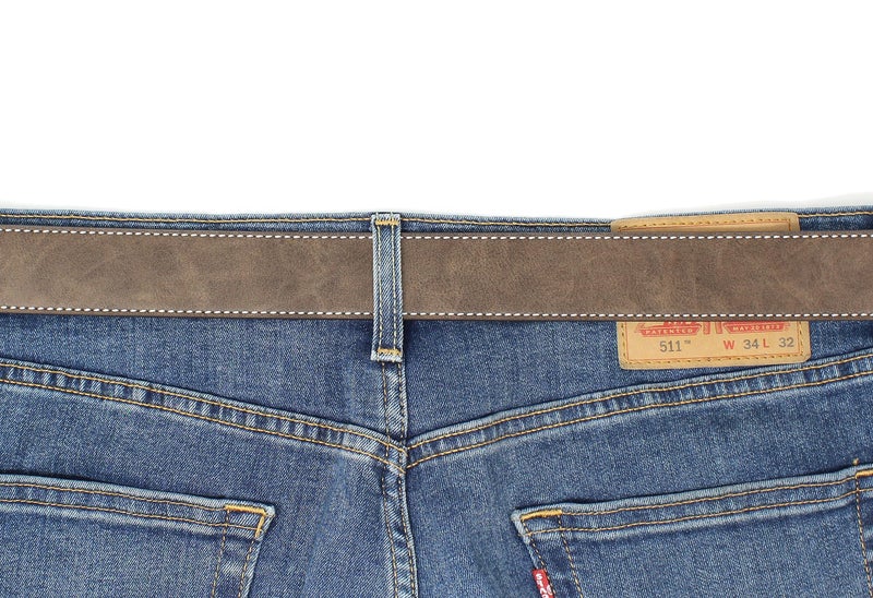BC Belts Leather Belt Strap with Vintage Distressed Texture and Colored Stitching 1.5" Wide with Snaps (Brown/White-S) - Image 4