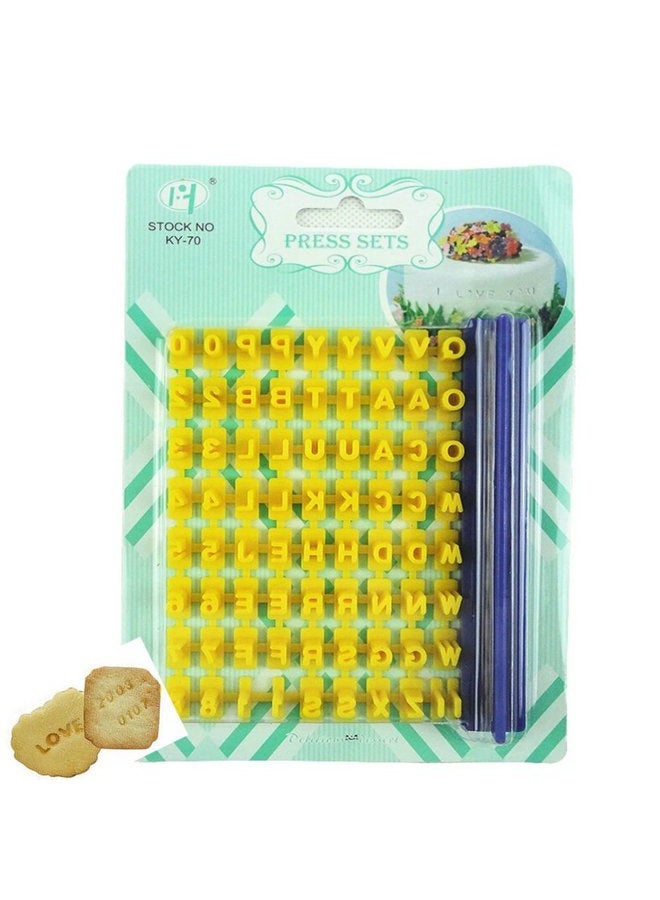 Gracelife 73 pcs Alphabet, Number, Letter Symbols Biscuit Fondant Cake/Cookie Stamp Impress Embosser cutter - Mold Tool Set - Image 1