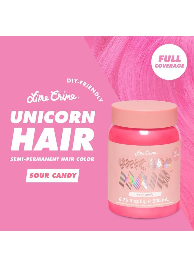 Lime Crime Unicorn Hair Dye Full Coverage, Sour Candy (Bright Pink) - Vegan and Cruelty Free Semi-Permanent Hair Color Conditions & Moisturizes - Temporary Hair Dye With Sugary Citrus Vanilla Scent  - Image 2