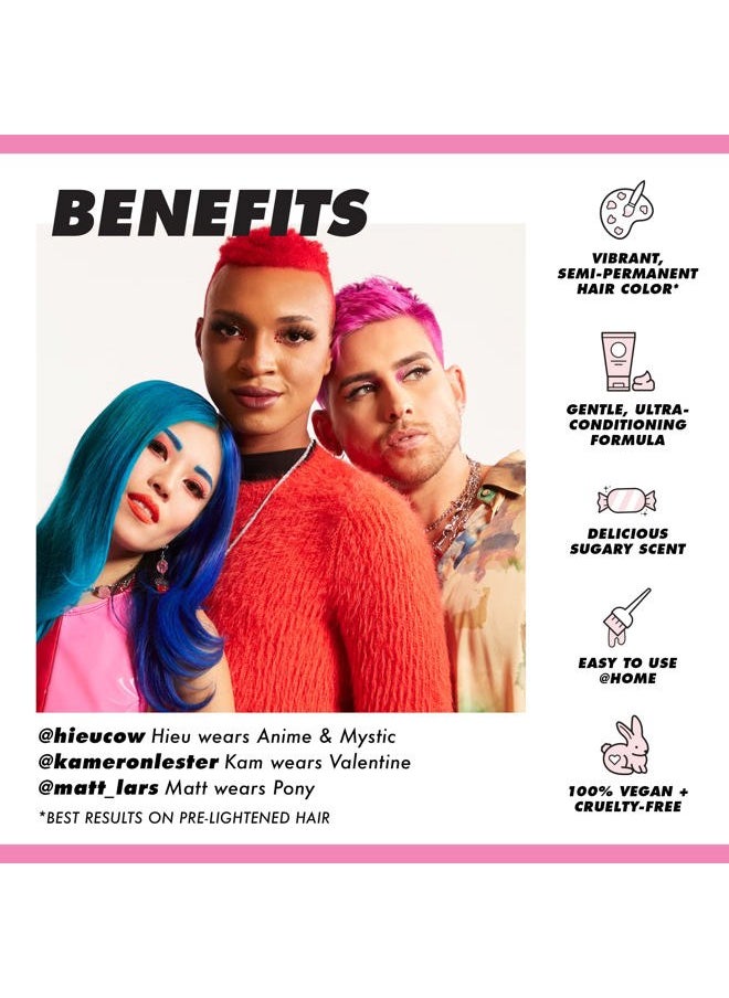 Lime Crime Unicorn Hair Dye Full Coverage, Sour Candy (Bright Pink) - Vegan and Cruelty Free Semi-Permanent Hair Color Conditions & Moisturizes - Temporary Hair Dye With Sugary Citrus Vanilla Scent  - Image 3