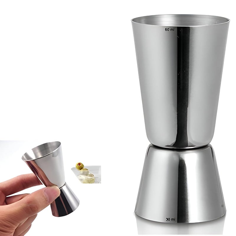 BIRDBRID Peg Measurer Jigger 30 60 ml Cocktail Jigger Shot Glass Drink Measuring Bar Tool Double Side Jigger Stainless Steel Pack 1 pcs - Image 1