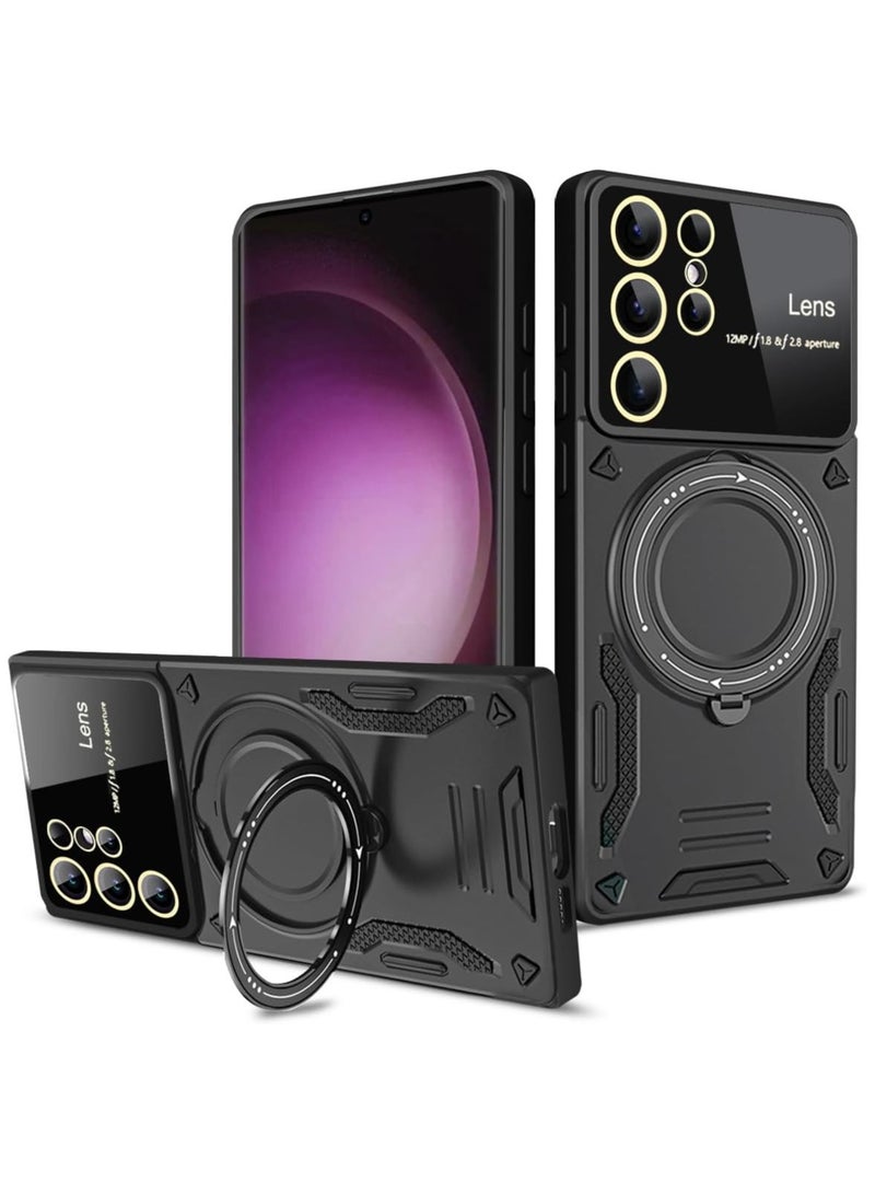 general Case Compatible with Samsung Galaxy S24 Ultra Case with 360° Rotatable Magnetic Ring Stand, Large Window Design, Military-Grade Protection Shockproof Phone Cover for Women Men - Image 1