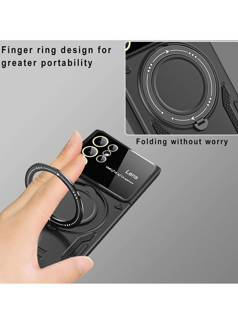general Case Compatible with Samsung Galaxy S24 Ultra Case with 360° Rotatable Magnetic Ring Stand, Large Window Design, Military-Grade Protection Shockproof Phone Cover for Women Men - Image 5