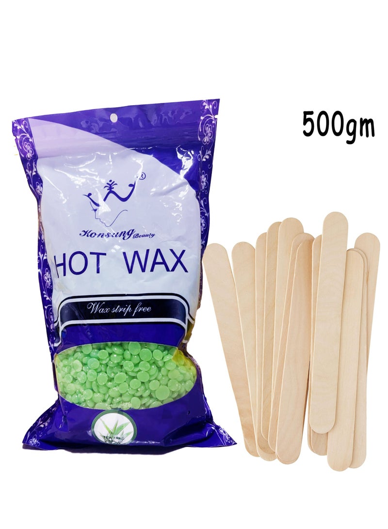 Konsung Beauty High Quality Hair Removal Hot Wax Beans Green Tea 500gm With 10 pcs Wax Sticks