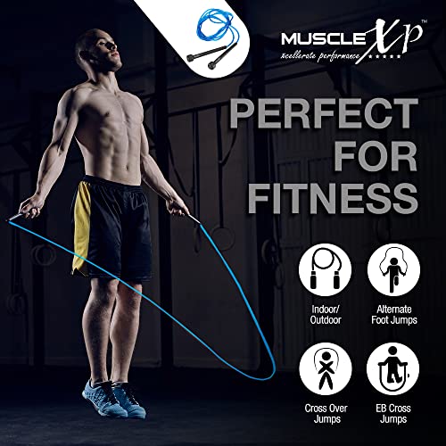 MuscleXP Skipping Rope (Jumping Rope) for Men, Women & Children, Tangle Free Jumping Rope for Kids (Blue/Black) - Image 4