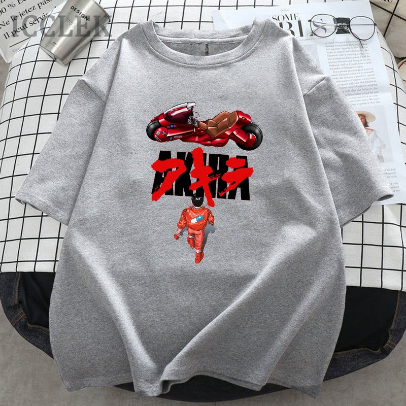 Men's and Women's 2021 New Short-sleeved Crewneck T-shirt European and American Street Akira Akeira Anime Casual Loose Version - Image 1