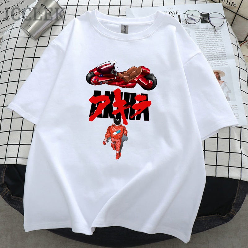 Men's and Women's 2021 New Short-sleeved Crewneck T-shirt European and American Street Akira Akeira Anime Casual Loose Version - Image 3