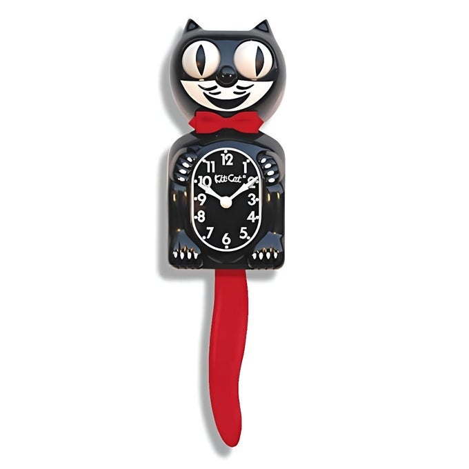 GENTLEMEN CRIMSON ROYALE RETRO CAT CLOCK WITH MOVING EYES AND TAIL BATTERY OPERATED MADE IN USA