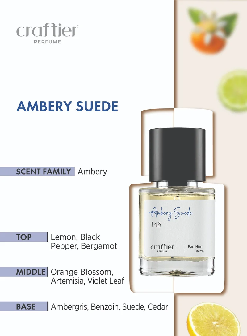 Craftier Perfume 50 AMBERY SUEDE - Inspired of-L'HOMME PARFUM INTENSE, Eau De Parfum For Men, Long Lasting Mens Fragrance Upto 36 Hours, Travel Size Perfumes for Men | Best Price UAE