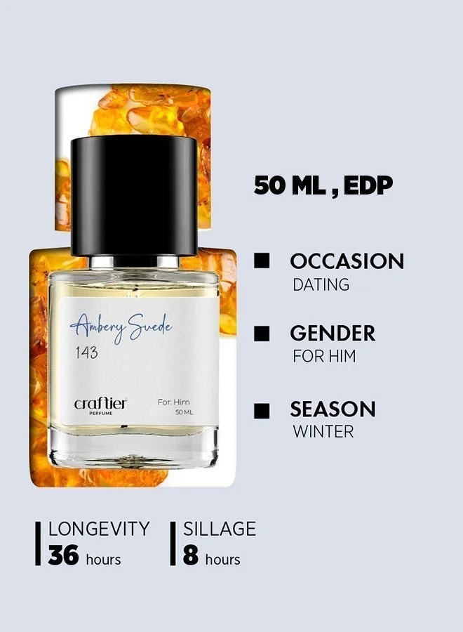 Craftier Perfume 50 AMBERY SUEDE - Inspired of-L'HOMME PARFUM INTENSE, Eau De Parfum For Men, Long Lasting Mens Fragrance Upto 36 Hours, Travel Size Perfumes for Men | Best Price UAE