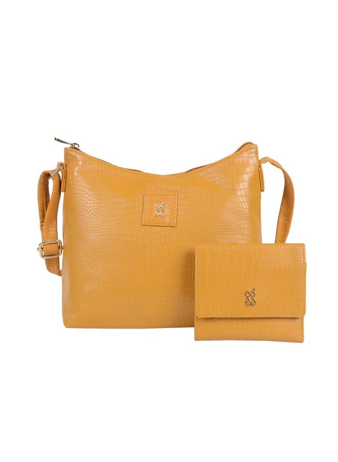 Baggit Women's Oleg Jany Combo Bag and Wallet- Yellow - Image 1