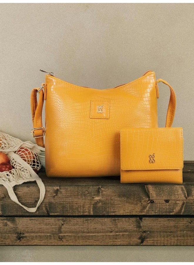 Baggit Women's Oleg Jany Combo Bag and Wallet- Yellow - Image 2