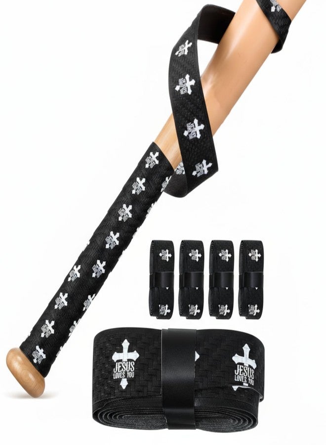 Arrowbash 6 Pcs Baseball Bat Grip Tapes Faith Cross 1.5mm Precut and Full Adhesive Christian Cross Softball Bat Tape Bulk Replacement Religious Non-Slip Thickness for Softball Sport Handles - Image 1