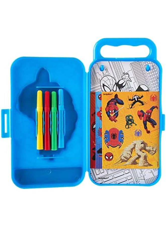 Amscan Marvel Spider Man Sticker Activity Kit Party Favor 1 Plastic Case With 20 Activity Pages And 4 Markers Blue 4 Inches - Image 2