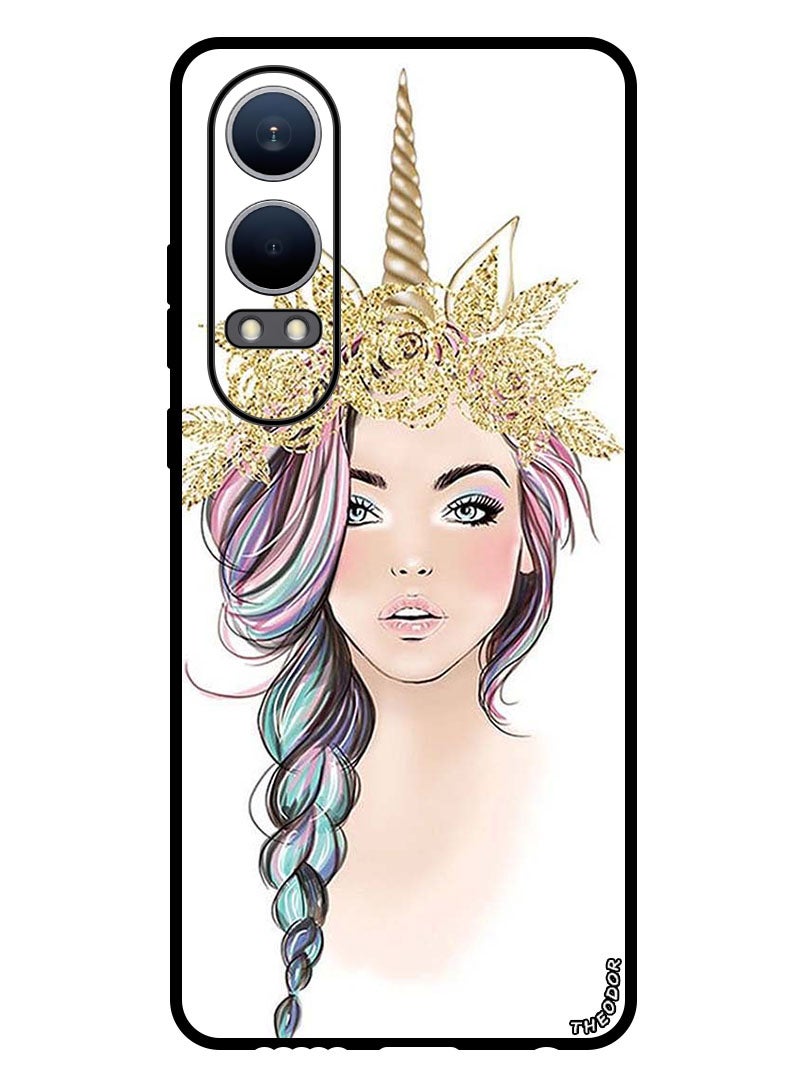 Theodor Protective Case Anti Scratch Shock Proof Bumper Cover For OnePlus Nord CE4 Lite Golden Unicorn Girl - Image 1