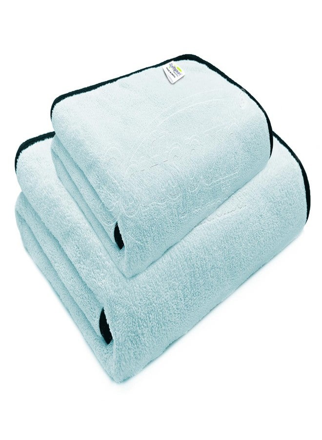SOFTSPUN Microfiber Wipes Large Baby Towel 2pc Light Sky Blue! Ultra Absorbent Super Soft&Comfortable Quick Drying for Men&Women Daily Use Extra Large Size Unisex.… - Image 1