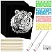 Noveread 200 Sheet Black Scratch Paper Art Set 8 5 x 11 Inch Coated Scratchboard Scratch Paper with Wooden Stylus Sharpener and Stencils DIY Painting Art for Adults - Image 2