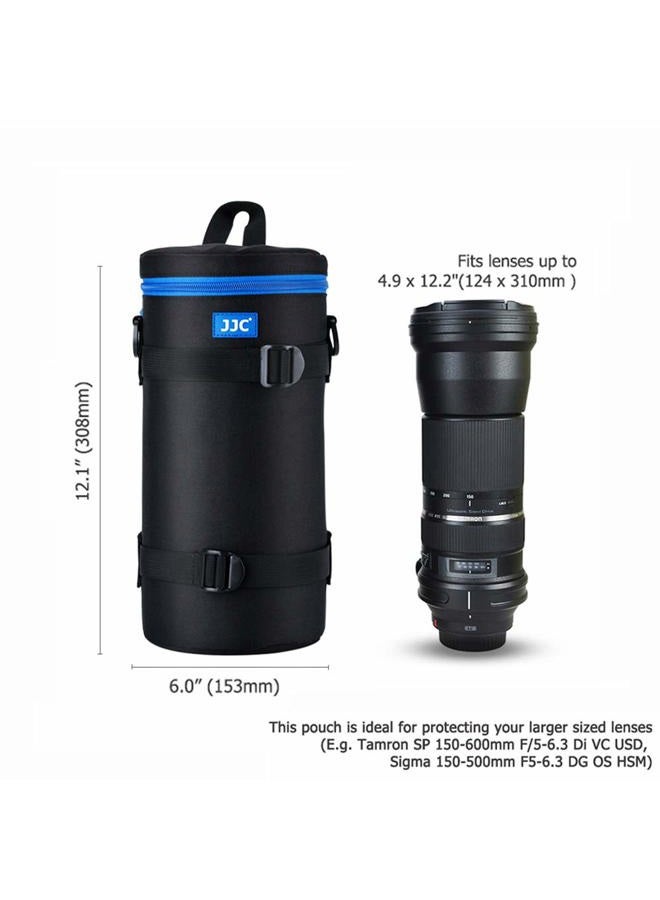 JJC Camera Lens Pouch Case for Canon RF 800mm Tamron SP 150-600mm Sigma 150-600mm 150-500mm Nikon Nikkor AF-S 200-500mm & More, Zipper Polyester Lens Protective Bag Interior Size 4.9x11.4” - Image 4