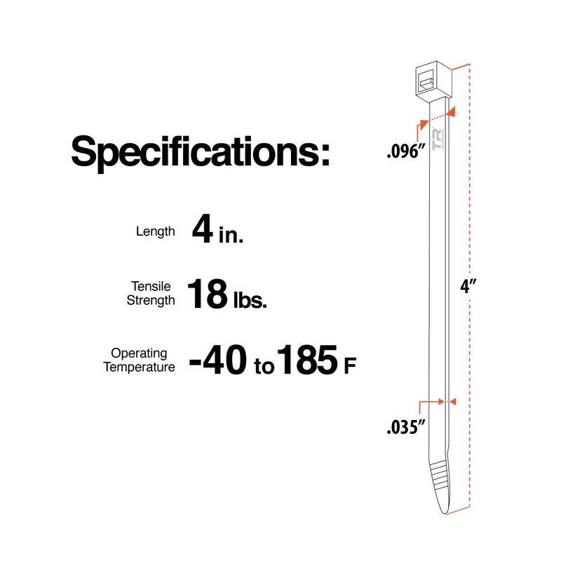 TR Industrial Multi-Purpose UV Resistant Natural Cable Ties, 4 inches, 100 Pack - Image 5