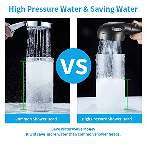KAIYING High Pressure Handheld Shower Head with ON/OFF Pause Switch, 3 Spray Modes Shower Wand with Shut Off Button, Removable Camper Shower Head with Hose and Adjustable Angle Bracket (Black) - Image 4