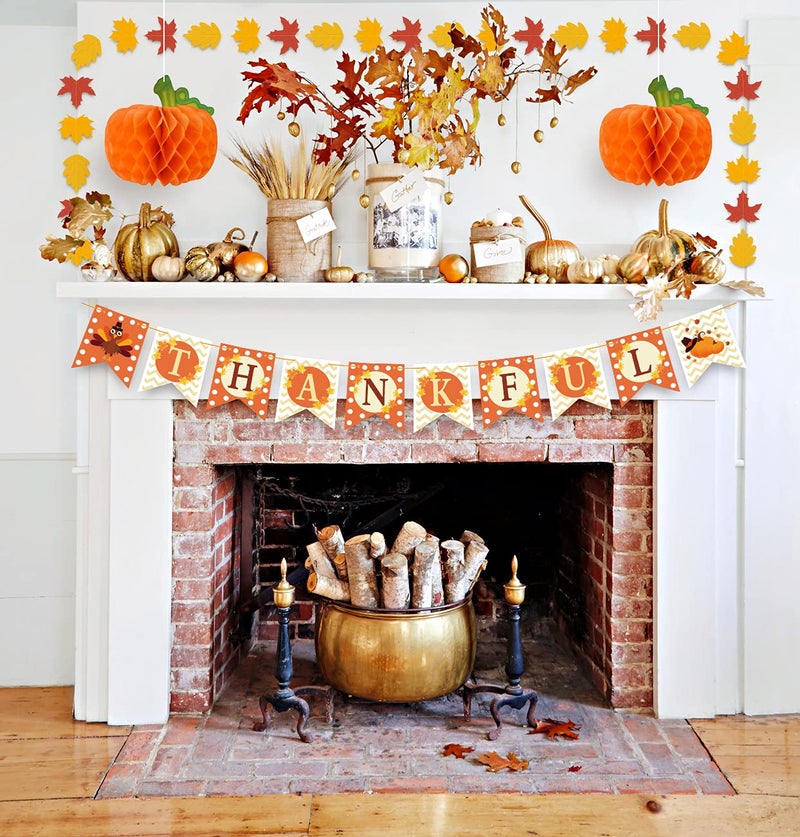 Dazonge 40Pcs Thanksgiving Decorations Set  Pre-Assembled Thanksgiving Banner & Garland  Hanging Decorations For Home  Office  Fall Harvest Home Party D?Cor - Image 2