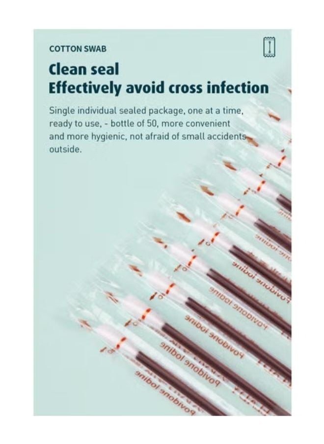 Be a better mom Medical Disposable Cotton Swabs Iodine Individually Iodophor Swabs Outdoor Supplies Packaged Cotton Swabs Iodine Swabs for Wound Treatment  - Image 3