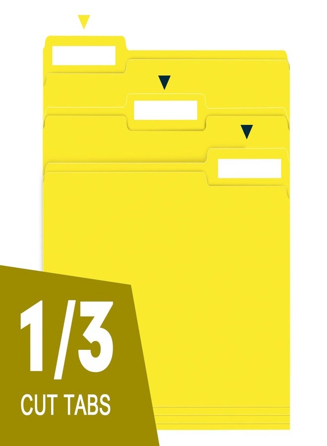 RAZCC File Folder, RAZCC 100 Pack 1/3 Cut Tab File Folders Letter Size, Yellow, Folders with Tab, Great for Organizing and Easy File Storage - Image 3