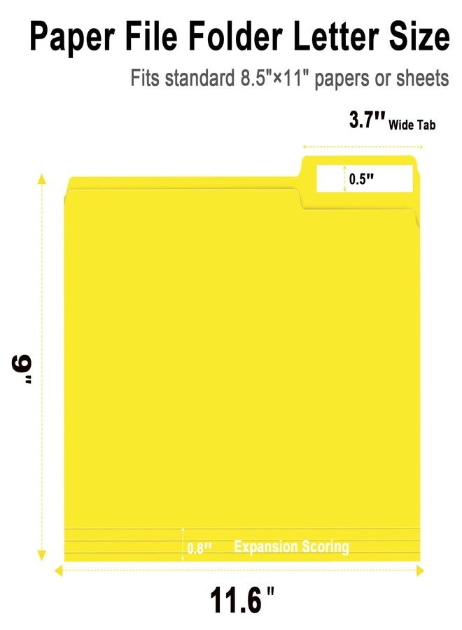 RAZCC File Folder, RAZCC 100 Pack 1/3 Cut Tab File Folders Letter Size, Yellow, Folders with Tab, Great for Organizing and Easy File Storage - Image 2