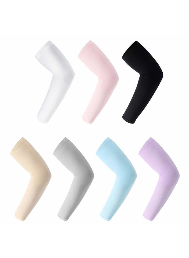R2Depot Arm Sleeves for Men Women Youth, Cooling UV Protection Sun Sleeves, Anti-Slip Compression Arm Cover Sleeve, 7 Pairs: Solid Colors, L - Image 1