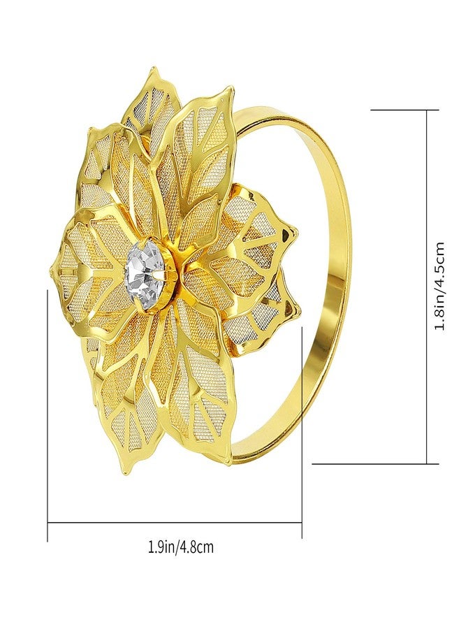 BEAVOING Pack of 18 Napkin Rings Alloy Hollow Out Flower Napkin Holder Dinning Table Napkin Ring for Dinner Parties Wedding Banquet Table Setting Family Gatherings Table Decor (Gold Flower, 18) - Image 4