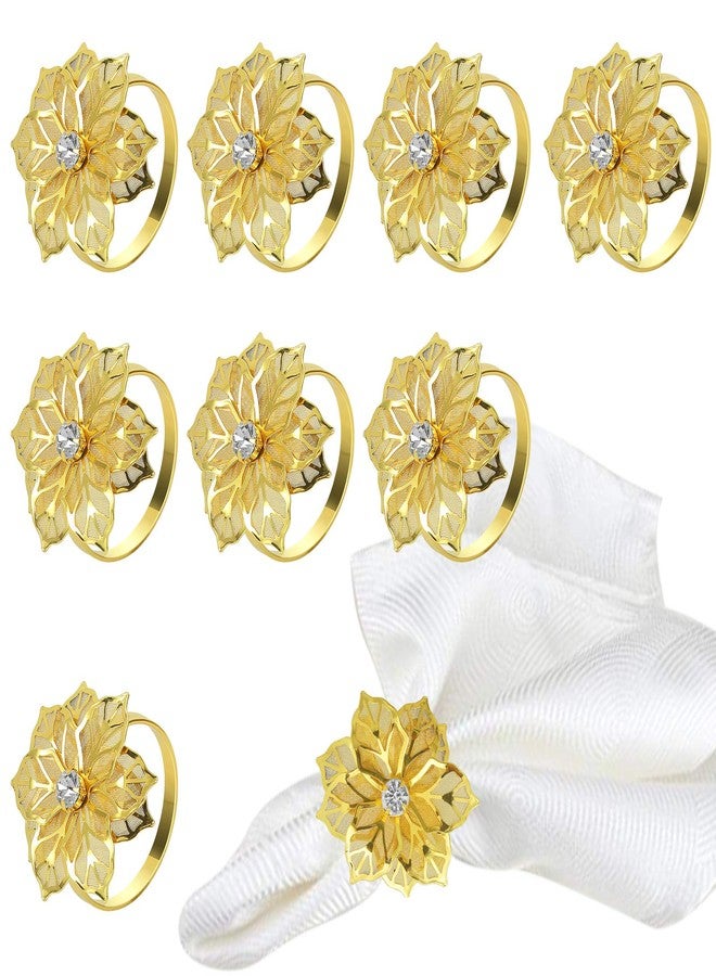 BEAVOING Pack of 18 Napkin Rings Alloy Hollow Out Flower Napkin Holder Dinning Table Napkin Ring for Dinner Parties Wedding Banquet Table Setting Family Gatherings Table Decor (Gold Flower, 18) - Image 1