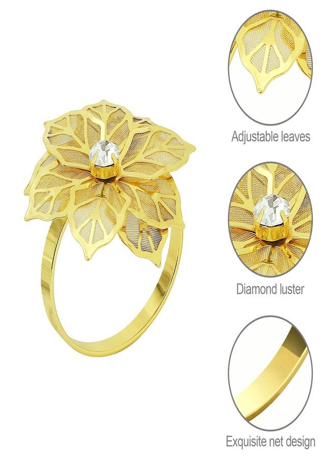 BEAVOING Pack of 18 Napkin Rings Alloy Hollow Out Flower Napkin Holder Dinning Table Napkin Ring for Dinner Parties Wedding Banquet Table Setting Family Gatherings Table Decor (Gold Flower, 18) - Image 5
