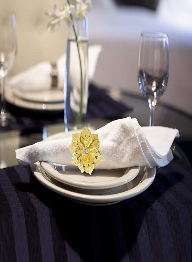 BEAVOING Pack of 18 Napkin Rings Alloy Hollow Out Flower Napkin Holder Dinning Table Napkin Ring for Dinner Parties Wedding Banquet Table Setting Family Gatherings Table Decor (Gold Flower, 18) - Image 3