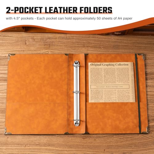 Ovesmusl PU Leather 3 Ring Binder 1 Inch Round Ring Binder Holds 200 Sheets 8.5"x11" Letter Size Paper, Wedding Family History Notebook Cover Loose Leaf Organizer, Black Tree - Image 3