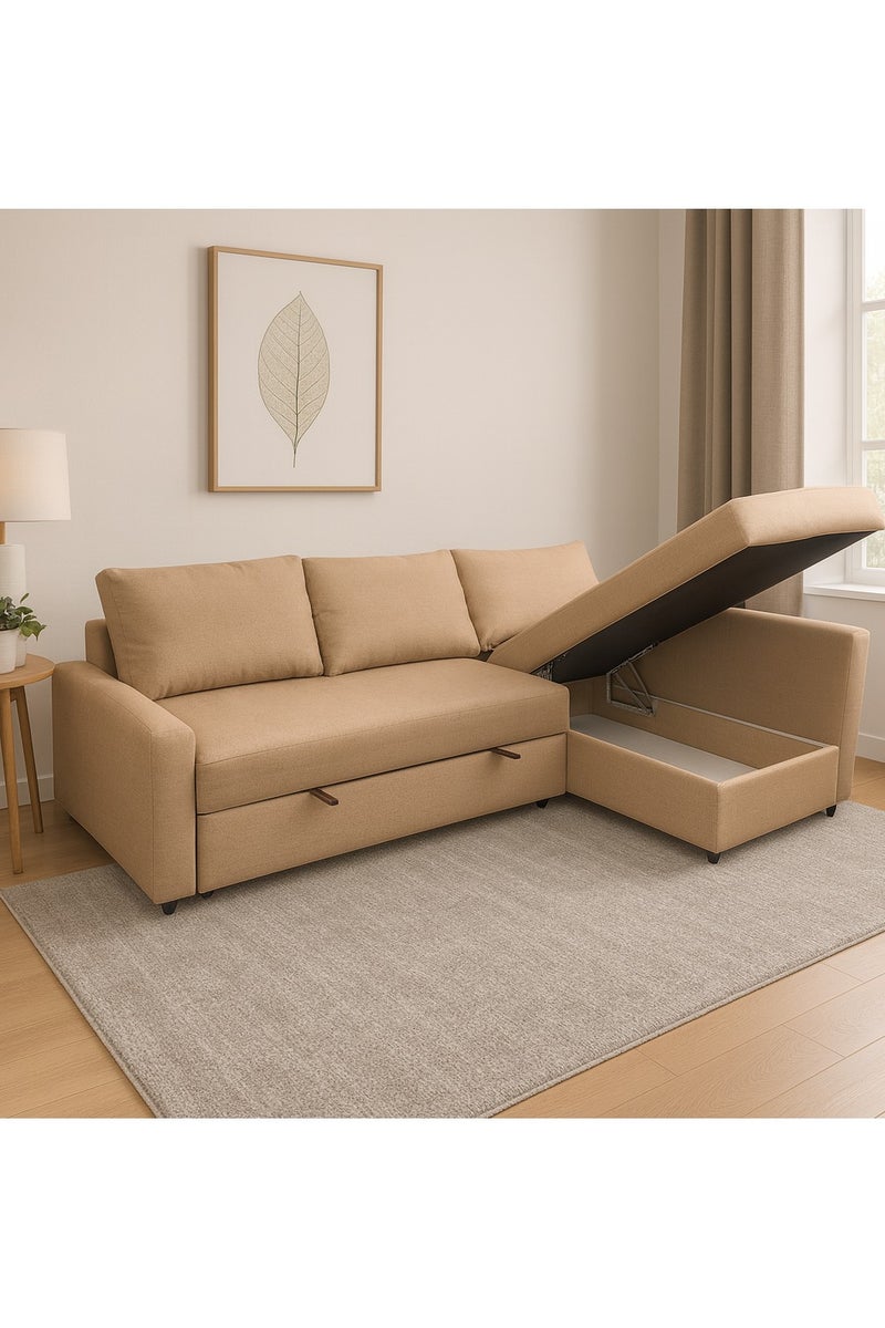 كرنك أريكة سرير قابلة للتحويل من كارناك بيج مع مساحة تخزين - أريكة عصرية على شكل حرف L قابلة للسحب لغرفة المعيشة - Image 2