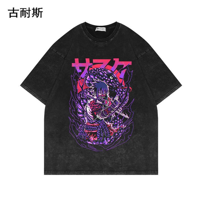 American High Street Fashion Brand Short Sleeve T-Shirt Men'S Summer Retro Washed Old Half Sleeve Niche Handsome - Image 1