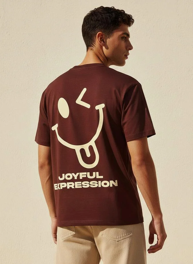 SP Characters Men Regular Fit Crew Neck Short Sleeve SmileyWorld Print T-shirt