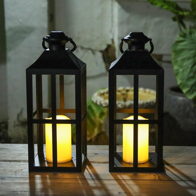 Bdor 2 Pack Black Metal Lantern with LED Candle, Battery Operated, 17.7 Inch Tall Decorative Candle Holder, for Indoor and Outdoor Use, Perfect for Home DÃ©cor, Weddings, Parties, and Holiday - Image 5