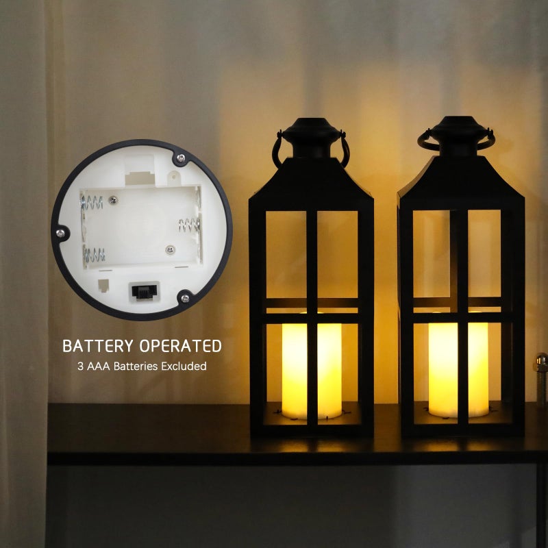 Bdor 2 Pack Black Metal Lantern with LED Candle, Battery Operated, 17.7 Inch Tall Decorative Candle Holder, for Indoor and Outdoor Use, Perfect for Home DÃ©cor, Weddings, Parties, and Holiday - Image 4