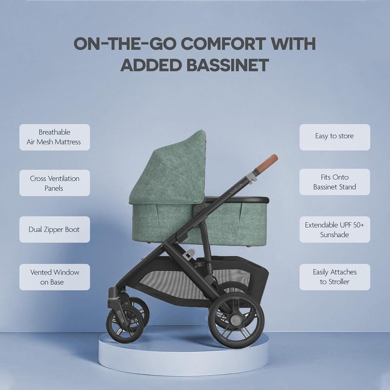 UPPAbaby Vista V3 Stroller with Bassinet V3 - Convertible Single to Double Stroller, Liam Oat Mélange, Carbon Frame - Image 4