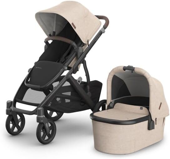 UPPAbaby Vista V3 Stroller with Bassinet V3 - Convertible Single to Double Stroller, Liam Oat Mélange, Carbon Frame - Image 1