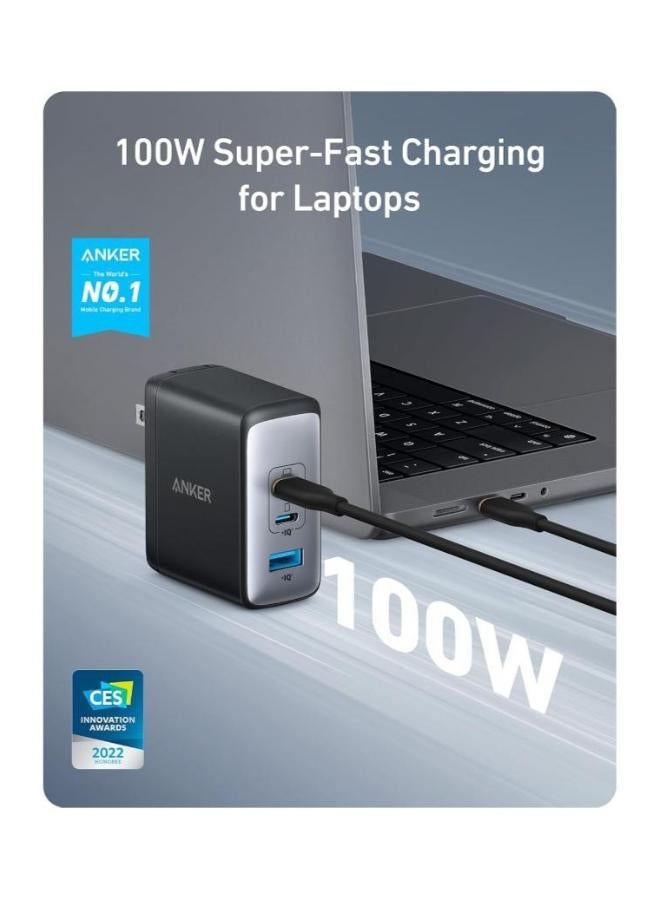 100W USB C Charger Block (GaN II), 3 Port Fast Compact Wall Charger for MacBook, Dell XPS, iPad Pro, Galaxy S24, iPhone 16/15 and More Series - Image 2