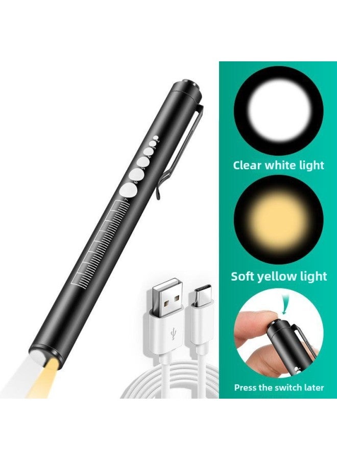 Pupil Pen Doctor Special Nurse Children Morning Examination Usb Charging Ophthalmology Otolaryngology Oral Small Medical Flashlight-Color:black Double Lamp  - Image 1